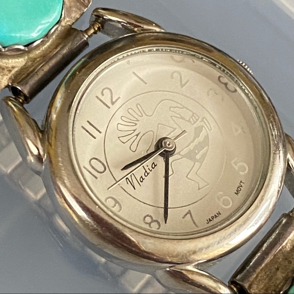 NADIA Kokopelli Watch Signed Zuni Sterling Watch Tips - Picture 3 of 6